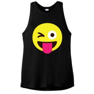 Emoticon Winking Face With Stuckout Tongue And Winking Eye Ladies PosiCharge Tri-Blend Wicking Tank