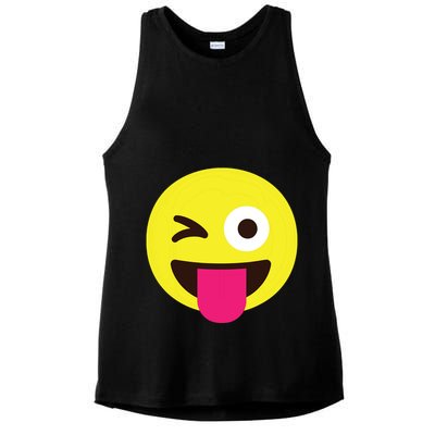Emoticon Winking Face With Stuckout Tongue And Winking Eye Ladies PosiCharge Tri-Blend Wicking Tank