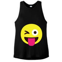 Emoticon Winking Face With Stuckout Tongue And Winking Eye Ladies PosiCharge Tri-Blend Wicking Tank