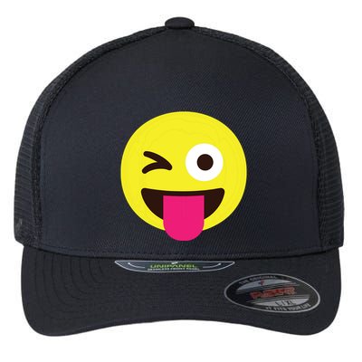 Emoticon Winking Face With Stuckout Tongue And Winking Eye Flexfit Unipanel Trucker Cap