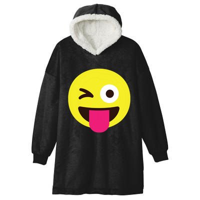 Emoticon Winking Face With Stuckout Tongue And Winking Eye Hooded Wearable Blanket