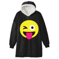 Emoticon Winking Face With Stuckout Tongue And Winking Eye Hooded Wearable Blanket
