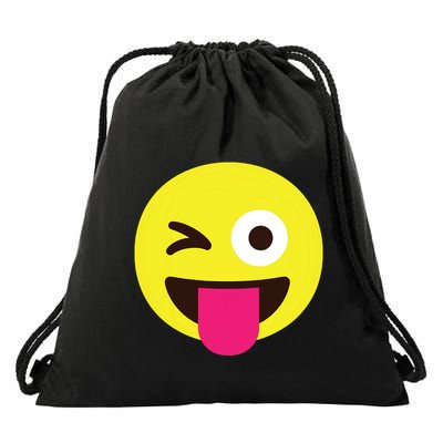 Emoticon Winking Face With Stuckout Tongue And Winking Eye Drawstring Bag