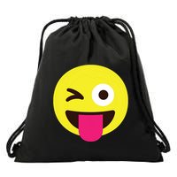 Emoticon Winking Face With Stuckout Tongue And Winking Eye Drawstring Bag