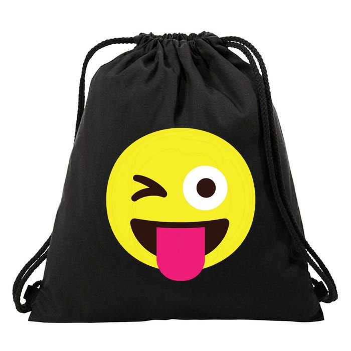 Emoticon Winking Face With Stuckout Tongue And Winking Eye Drawstring Bag