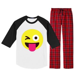 Emoticon Winking Face With Stuckout Tongue And Winking Eye Raglan Sleeve Pajama Set