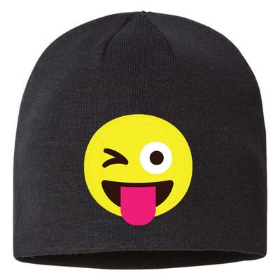 Emoticon Winking Face With Stuckout Tongue And Winking Eye Sustainable Beanie