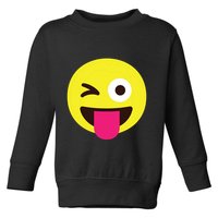Emoticon Winking Face With Stuckout Tongue And Winking Eye Toddler Sweatshirt