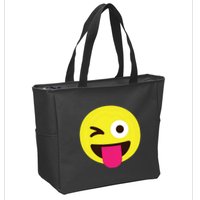 Emoticon Winking Face With Stuckout Tongue And Winking Eye Zip Tote Bag