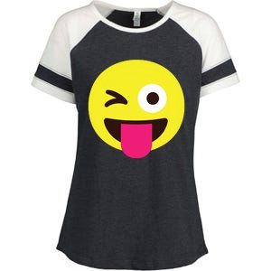 Emoticon Winking Face With Stuckout Tongue And Winking Eye Enza Ladies Jersey Colorblock Tee