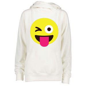 Emoticon Winking Face With Stuckout Tongue And Winking Eye Womens Funnel Neck Pullover Hood