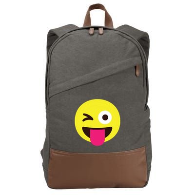 Emoticon Winking Face With Stuckout Tongue And Winking Eye Cotton Canvas Backpack
