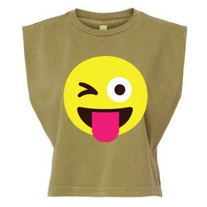 Emoticon Winking Face With Stuckout Tongue And Winking Eye Garment-Dyed Women's Muscle Tee