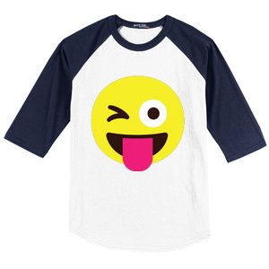 Emoticon Winking Face With Stuckout Tongue And Winking Eye Baseball Sleeve Shirt