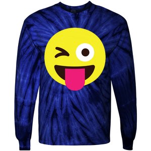 Emoticon Winking Face With Stuckout Tongue And Winking Eye Tie-Dye Long Sleeve Shirt