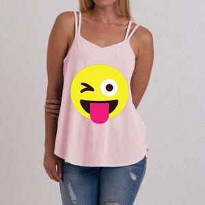 Emoticon Winking Face With Stuckout Tongue And Winking Eye Women's Strappy Tank