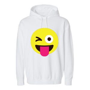 Emoticon Winking Face With Stuckout Tongue And Winking Eye Garment-Dyed Fleece Hoodie