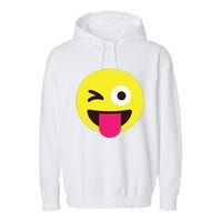 Emoticon Winking Face With Stuckout Tongue And Winking Eye Garment-Dyed Fleece Hoodie