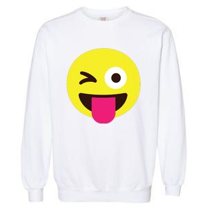 Emoticon Winking Face With Stuckout Tongue And Winking Eye Garment-Dyed Sweatshirt