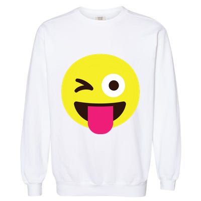 Emoticon Winking Face With Stuckout Tongue And Winking Eye Garment-Dyed Sweatshirt