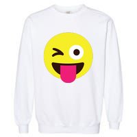 Emoticon Winking Face With Stuckout Tongue And Winking Eye Garment-Dyed Sweatshirt