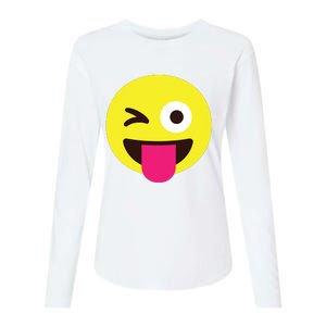 Emoticon Winking Face With Stuckout Tongue And Winking Eye Womens Cotton Relaxed Long Sleeve T-Shirt