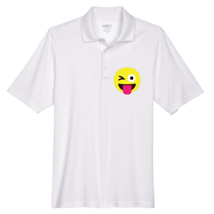 Emoticon Winking Face With Stuckout Tongue And Winking Eye Men's Origin Performance Pique Polo