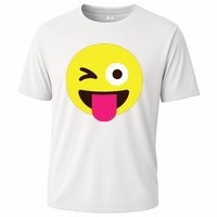 Emoticon Winking Face With Stuckout Tongue And Winking Eye Cooling Performance Crew T-Shirt