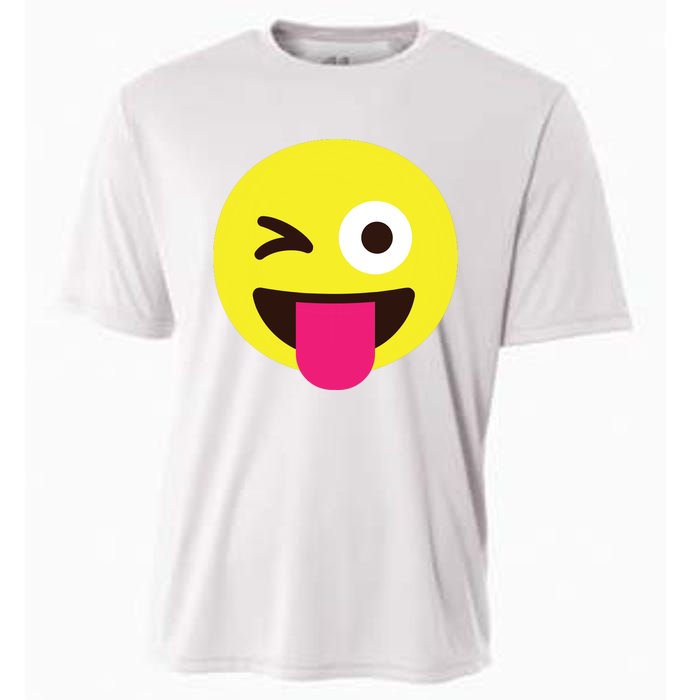 Emoticon Winking Face With Stuckout Tongue And Winking Eye Cooling Performance Crew T-Shirt