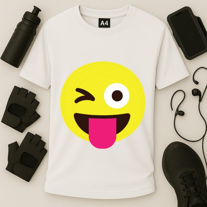 Emoticon Winking Face With Stuckout Tongue And Winking Eye Performance Shirt