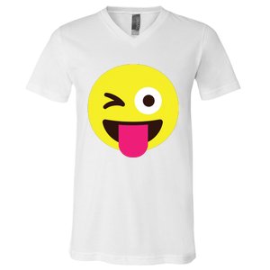 Emoticon Winking Face With Stuckout Tongue And Winking Eye V-Neck T-Shirt