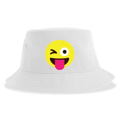 Emoticon Winking Face With Stuckout Tongue And Winking Eye Sustainable Bucket Hat