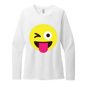 Emoticon Winking Face With Stuckout Tongue And Winking Eye Womens CVC Long Sleeve Shirt