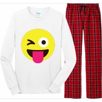 Emoticon Winking Face With Stuckout Tongue And Winking Eye Long Sleeve Pajama Set