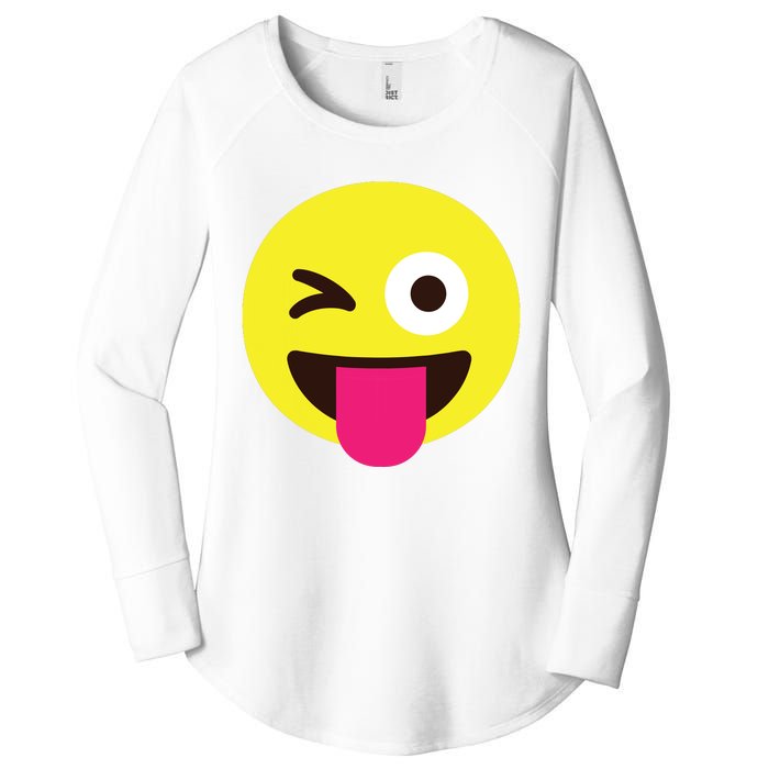 Emoticon Winking Face With Stuckout Tongue And Winking Eye Women's Perfect Tri Tunic Long Sleeve Shirt