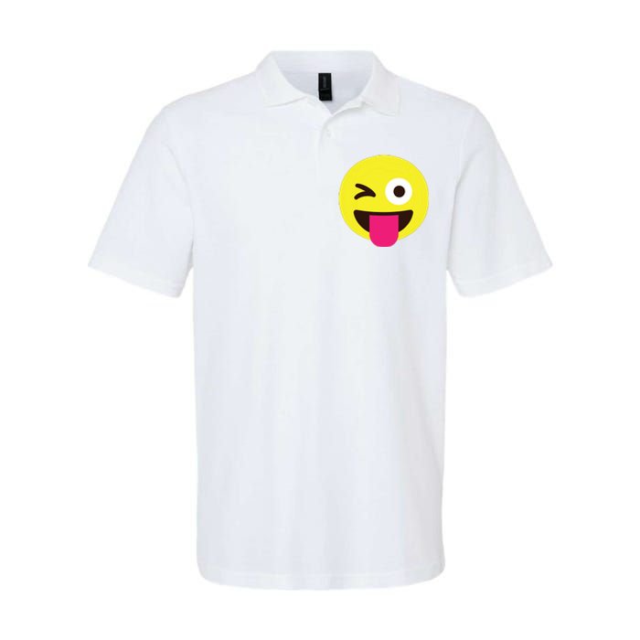 Emoticon Winking Face With Stuckout Tongue And Winking Eye Softstyle Adult Sport Polo