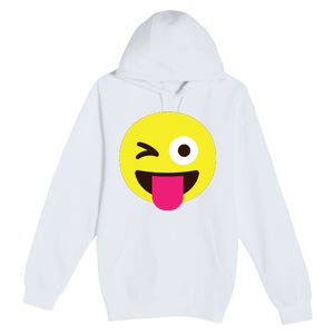 Emoticon Winking Face With Stuckout Tongue And Winking Eye Premium Pullover Hoodie