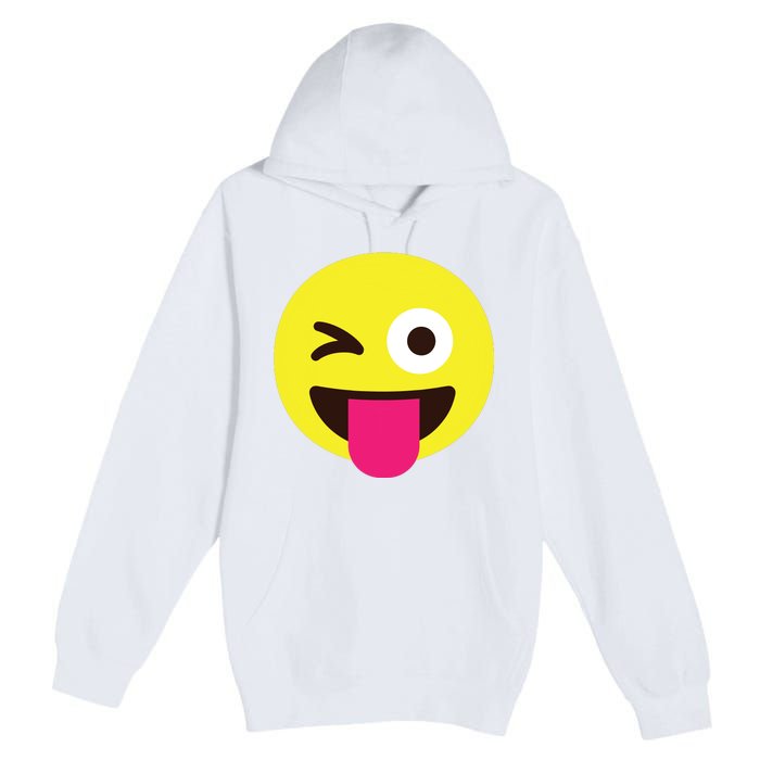 Emoticon Winking Face With Stuckout Tongue And Winking Eye Premium Pullover Hoodie