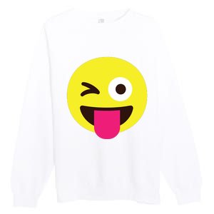 Emoticon Winking Face With Stuckout Tongue And Winking Eye Premium Crewneck Sweatshirt