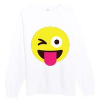 Emoticon Winking Face With Stuckout Tongue And Winking Eye Premium Crewneck Sweatshirt