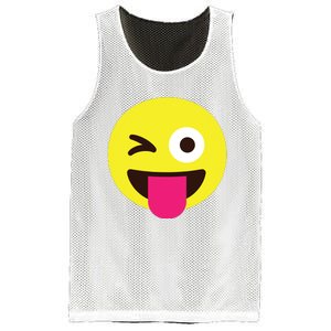 Emoticon Winking Face With Stuckout Tongue And Winking Eye Mesh Reversible Basketball Jersey Tank