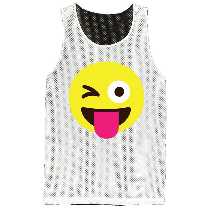 Emoticon Winking Face With Stuckout Tongue And Winking Eye Mesh Reversible Basketball Jersey Tank