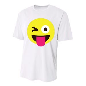 Emoticon Winking Face With Stuckout Tongue And Winking Eye Performance Sprint T-Shirt