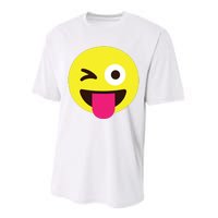 Emoticon Winking Face With Stuckout Tongue And Winking Eye Performance Sprint T-Shirt