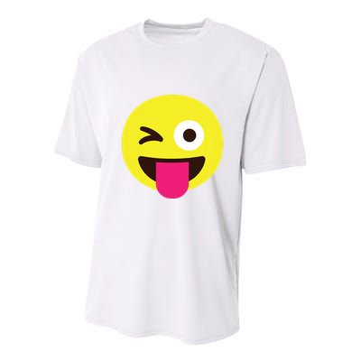 Emoticon Winking Face With Stuckout Tongue And Winking Eye Youth Performance Sprint T-Shirt