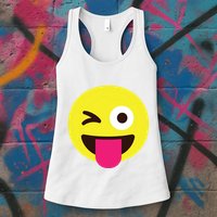 Emoticon Winking Face With Stuckout Tongue And Winking Eye Womens Tank Top