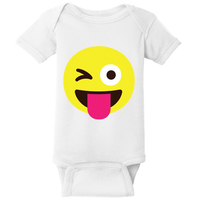 Emoticon Winking Face With Stuckout Tongue And Winking Eye Baby Bodysuit