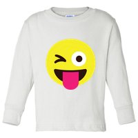 Emoticon Winking Face With Stuckout Tongue And Winking Eye Toddler Long Sleeve Shirt