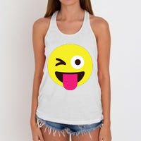 Emoticon Winking Face With Stuckout Tongue And Winking Eye Women's Knotted Racerback Tank