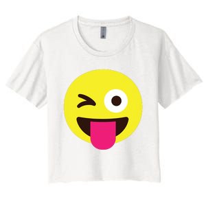 Emoticon Winking Face With Stuckout Tongue And Winking Eye Women's Crop Top Tee